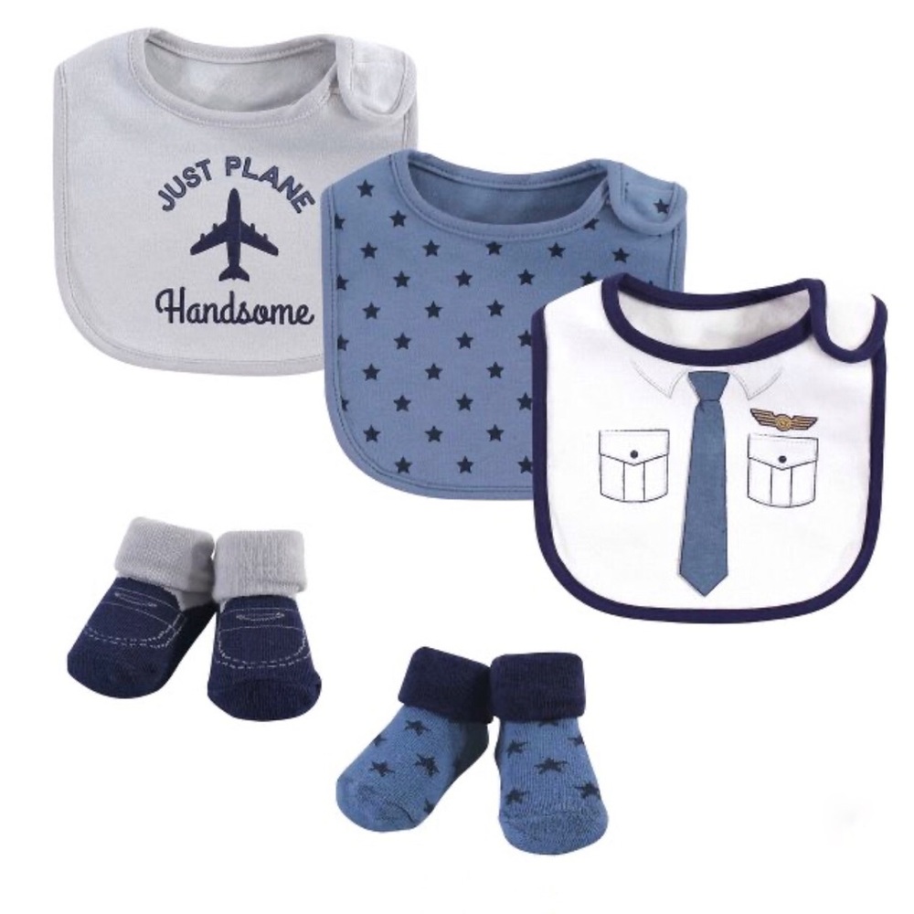 Little Treasure 5 piece set 3 bibs & 2 pair socks
